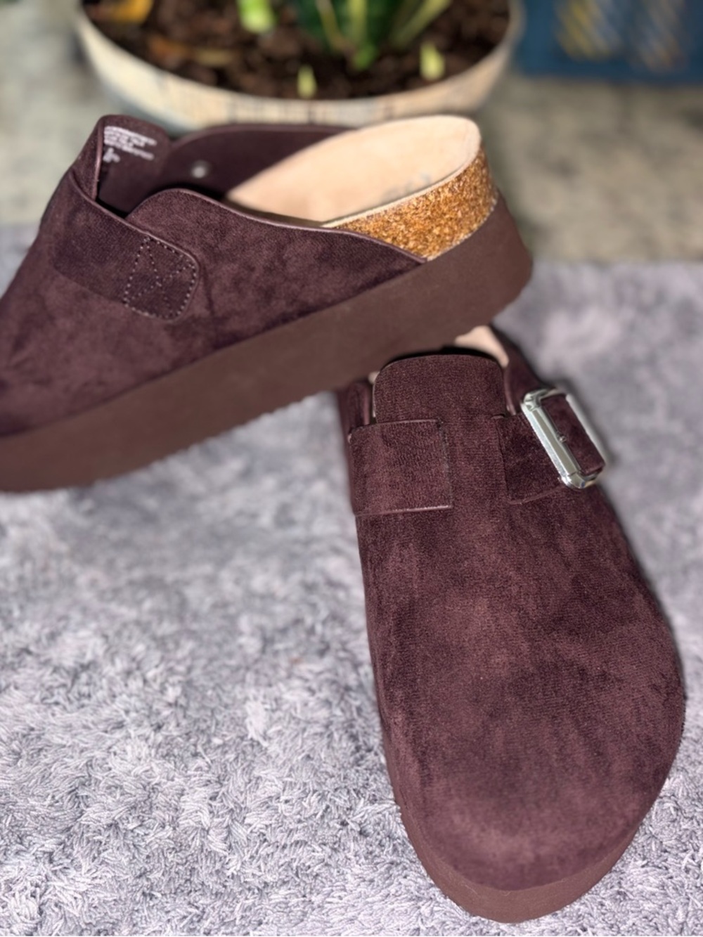 Madden NYC Women's Dark Brown Suede Buckle Mules - Picture 4 of 6
